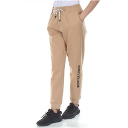 M053 BEIGE Брюки спортивные утепленные женские (85% хлопок, 10% полиэстер, 5% спандекс)