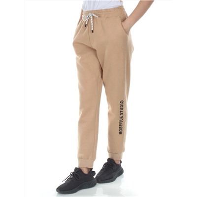 M053 BEIGE Брюки спортивные утепленные женские (85% хлопок, 10% полиэстер, 5% спандекс)