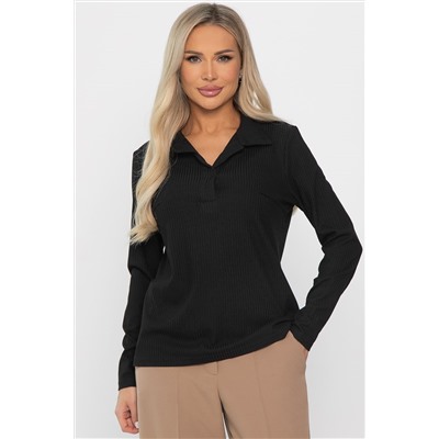 Лонгслив с воротничком Ритм жизни (черный) Б14408-6М