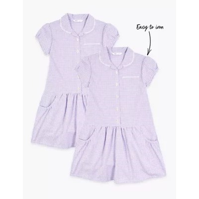 2pk Girls' Cotton Gingham School Dresses (2-14 Yrs)