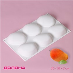 Форма для муссовых десертов и выпечки «Стоун», силикон, 30×18×3 см, 6 ячеек (8.5×6.5 см), белая