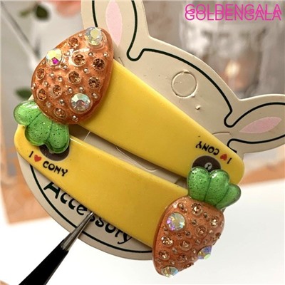 Зажим "тик-так" со стразами Корея размер 5 см 2 шт ТК8 тип 2