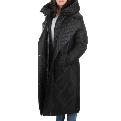 EAC327 BLACK Пальто зимнее женское (200 гр. холлофайбера)