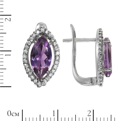 Серьги 'Марко' аметист, фианиты ТПСН.006АМ