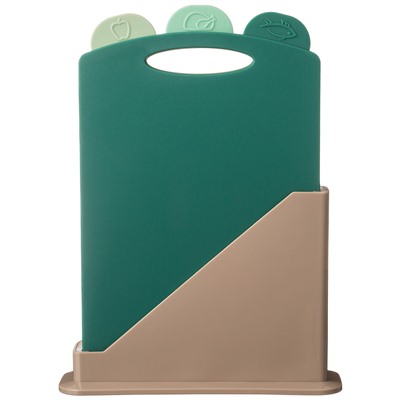 НАБОР РАЗДЕЛОЧНЫХ ДОСОК ИЗ 3 ШТ+ПОДСТАВКА 24*7.8*17CM ЦВЕТ: ЗЕЛЕНЫЙ