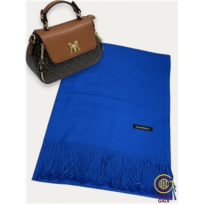 Палантин теплый кашемировый однотонный гладкий Арт 7255Ш/38 ярко-синий