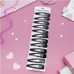 Заколки для волос «Классика стиль», 6.5 см, набор 12 шт., чёрные