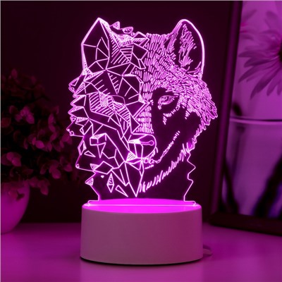 Светильник 3D RISALUX «Волк», LED-ночник, RGB, от сети, 13.5×9.5×17.6 см