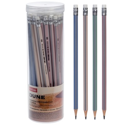 Карандаш ч/г HB Hatber Dune трехгран.корпус с ластиком BL_089584/48/Китай