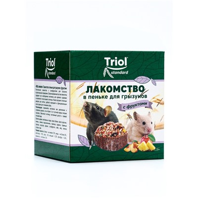 Лакомство "Triol" в пеньке для грызунов с фруктами, 70г