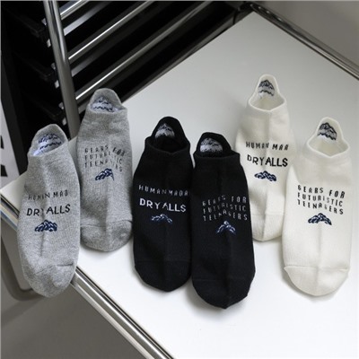 [日版潮牌春夏新款雪山字母刺绣船袜纯棉ins风男女运动外穿短袜]