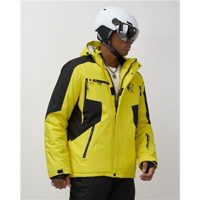 Горнолыжный костюм мужской зимний желтого цвета 02381J