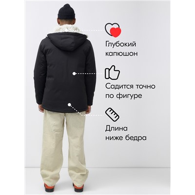 Парка мужская зимняя удлиненная с мехом черного цвета 8755Ch