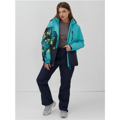 Горнолыжный костюм женский зимний УЦЕНКА бирюзового цвета 02801Br