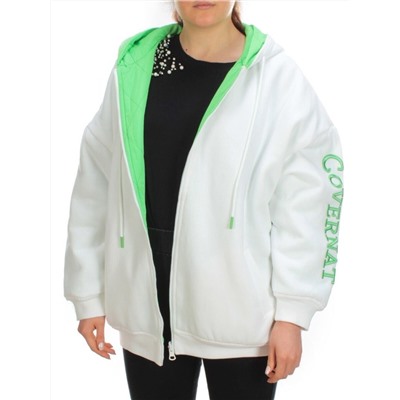 2562 WHITE/GREEN Худи женское (50 гр. синтепон)