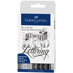 Набор капиллярных ручек Faber-Castell "Pitt Artist Pen Lettering" оттенки серого