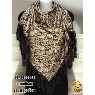 Косынка теплая на флисовой подкладке с бахромой Арт 2347/1