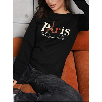 Лонгслив "Париж" женский черный