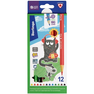Карандаши 12цв Berlingo SuperSoft. Жил-был кот трехгран SS00512/12/Китай Подробнее