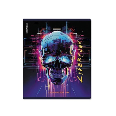 Тетрадь 48 листов в клетку ErichKrause Cyberpunk, обложка мелованный картон, металлизированная ламинация, твин-лак, блок офсет 100% белизна, МИКС