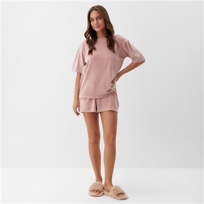 Костюм женский (футболка и шорты) KAFTAN Plushy р. 52-54, розовый