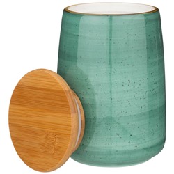 БАНКА С ДЕРЕВЯННОЙ КРЫШКОЙ BRONCO "NATURE" 17*12 СМ 1240 МЛ МЯТНАЯ (КОР=16ШТ.)