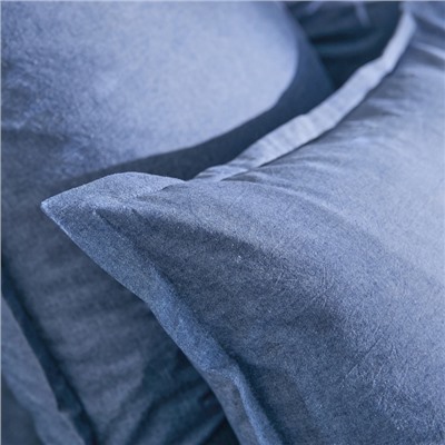 Наволочка SL Home "Деним" 70*70+2 см, цв.синий, 100% жатый хлопок