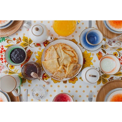 Чайная пара Доляна «Космос», чашка 250 мл, блюдце d=16 см, фарфор, белая, синяя