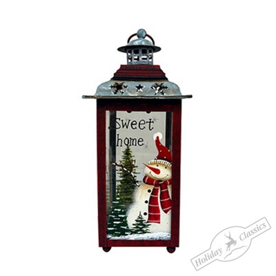 Фонарь рождественский высокий красный (металл/стекло) 13х13х29,5 см