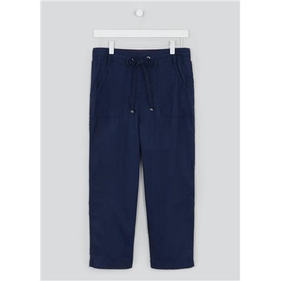 Cropped Poplin Utility Trousers