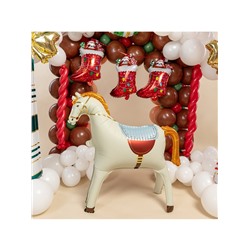 Воздушный шар фольгированный 3D 35" «Лошадка», кремовый, сатин
