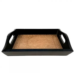 Деревянный поднос, Wooden Brass Tray (14 Inch), произв. Apka Mart