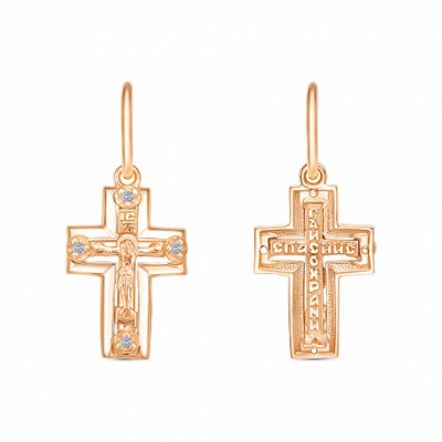 Крест с фианитом позолоченный серебро 925*