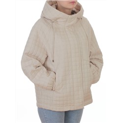 8039 LT. BEIGE Куртка стеганная демисезонная женская (100 гр. холлофайбер)