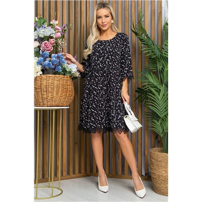 Платье Сибирские кружева (черно-бежевое) П13402-18М