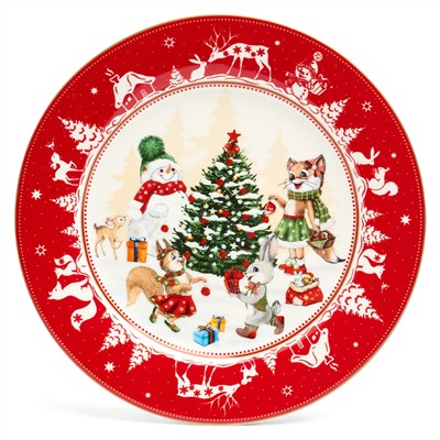 ТАРЕЛКА ЗАКУСОЧНАЯ LEFARD "ЕЛКА" 19 СМ КРАСНАЯ (КОР=18ШТ.)