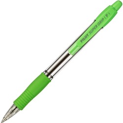 Ручка шариковая автоматическая PILOT Super Grip, резиновый упор, 0.7 мм, масляная основа, стержень синий, корпус зелёный