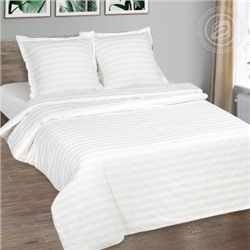 Пододеяльник из Страйп-поплина отбеленный полоса 1х1