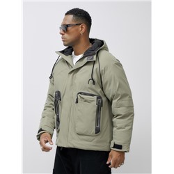 Куртка молодежная мужская зимняя с капюшоном серого цвета 25313_1Sr