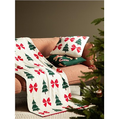 Подушка вязаная с новогодним рисунком Christmas Bows из коллекции New Year Essential, 45x45 см