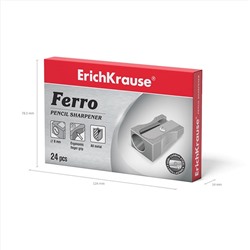 Точилка ErichKrause Ferro, 1 отверстие, алюминий, отверстие диаметром 8 мм, серая
