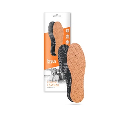 BRAUS Стельки Punch Leather(прессованная кожа+латекс с активированным углем) БЕЗРАЗМЕРНЫЕ