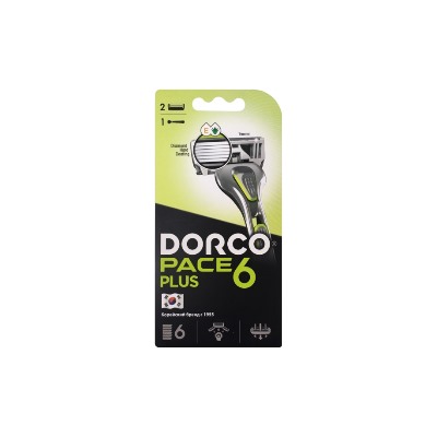 Dorco Pace 6 New, станок + 2 кассеты, система с 6 лезвиями