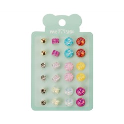 Серьги MESHU "Round", бижутерия, 12 пар, европодвес