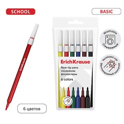 Фломастеры 6 цветов ErichKrause «light», в футляре с европодвесом