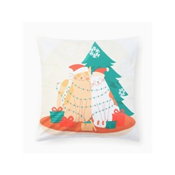 Наволочка декоративная новогодняя «Этель. Зимний муррр» 40×40 см