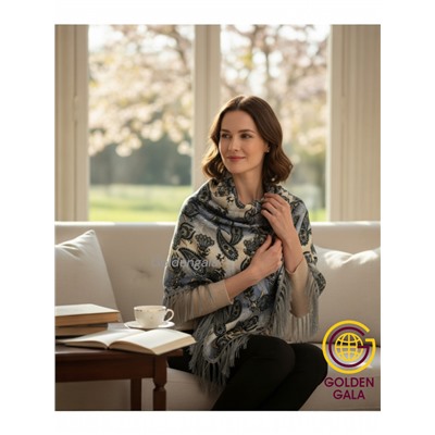 Косынка теплая на флисовой подкладке с бахромой Арт 2347/20