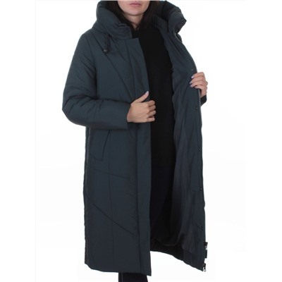 A616 BLUE/GRAY Пальто зимнее женское (верблюжья шерсть, +120 гр. холлофайбер)