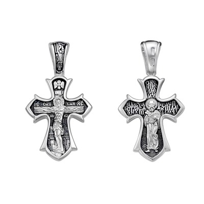 Крест (свт.Николай) из серебра литье частичное чернение