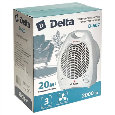 Тепловентилятор электрический 2000 Вт DELTA D-607